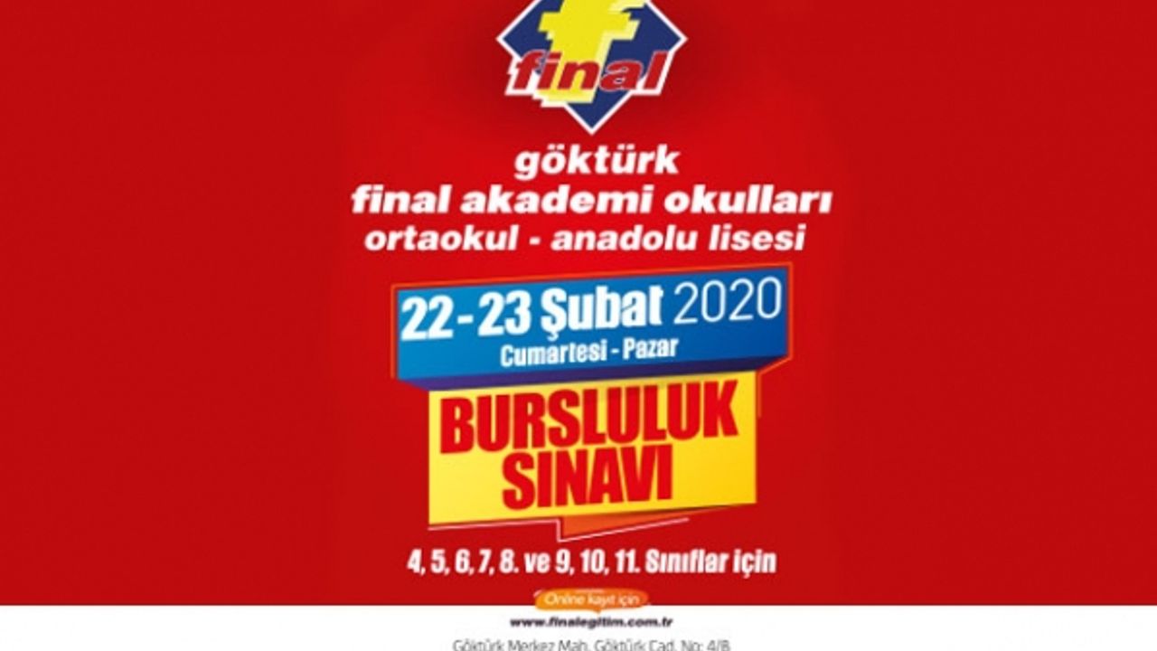 Final Okulları, 22-23 Şubat 2020 Tarihinde Bursluluk Sınavı Yapacak