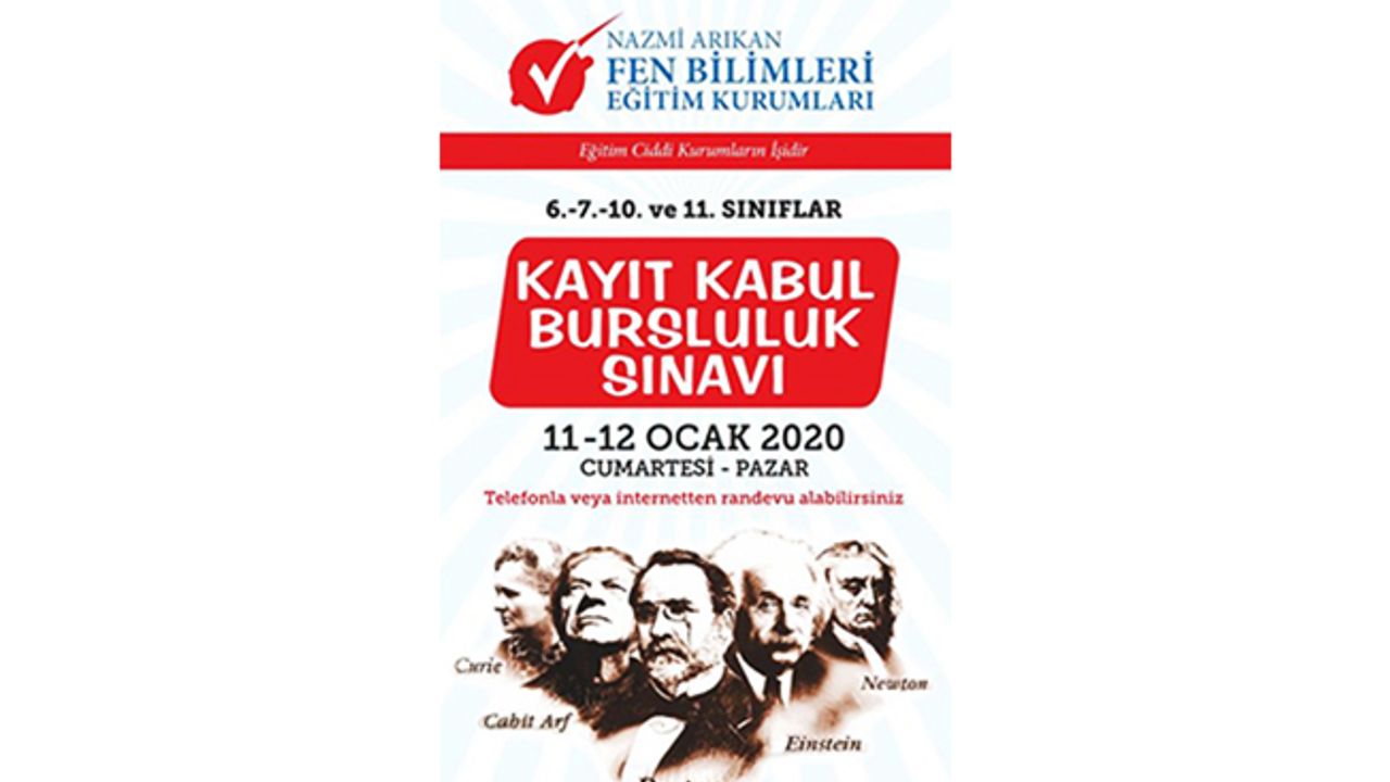 Nazmi Arıkan Fen Bilimleri Eğitim Kurumları Kayıt ve Bursluluk Sınavı Yapacak