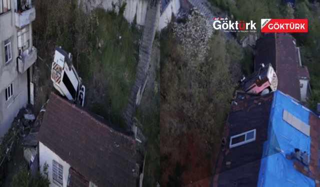 İstanbul’da korkunç kaza: Okul servisi evin çatısına düştü, şoför hayatını kaybetti